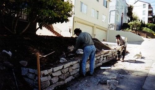 Retaining wall installation in Walnut Creek.
