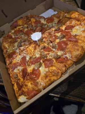 Heart Shaped pizza is a tradition and this one was a beauty