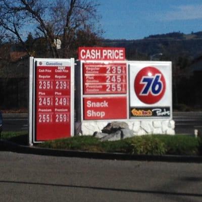 Signage and prices as of December 27, 2014