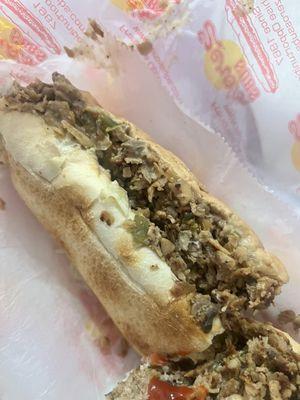 Chicken cheesesteak. This is my go to here. It's a smacker every time.