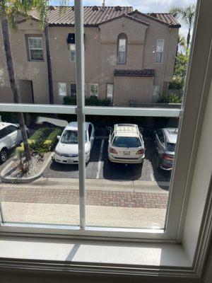 Water-spots and screen-less. He threw the screens on my floor.