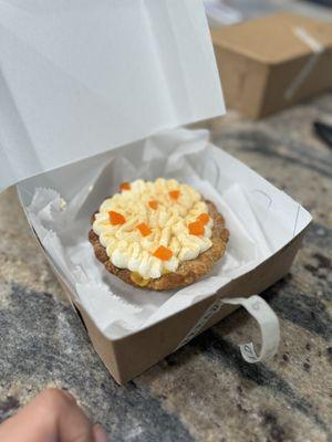 $12.00 Mango mousse mini, smaller than my hand.