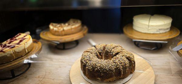 Different desserts and treats cheesecake.And I forgot what kind of pound cake that was