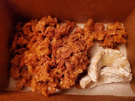 I think it's a cluster of sesame and honey cookies and two almond biscuits