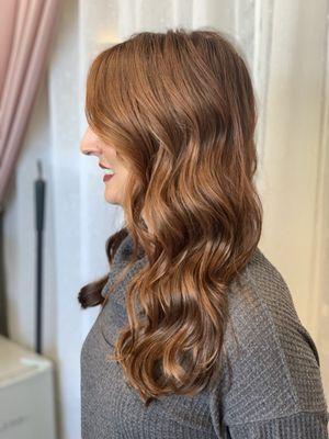 Auburn color, long layers