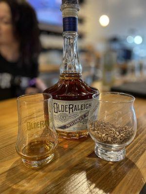 The whisky and the wood chips to make smoked whisky