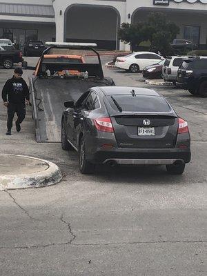 Tow driver loading Honda