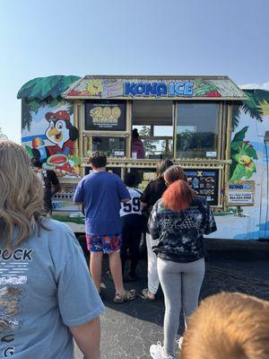 Kona Ice! With three grandsons on a hot day this is a must and unavoidable! lol!