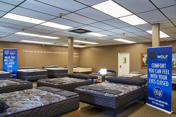 Our Black Wolf Collection is our high end Hybrid line of mattresses priced affordably. Stop in and check them out!