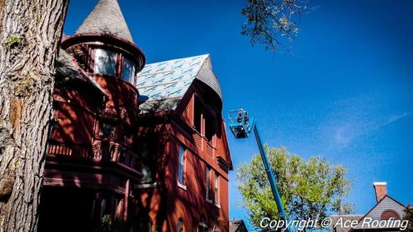 Re roofing the Original Govenor's Mansion in Helena Montana