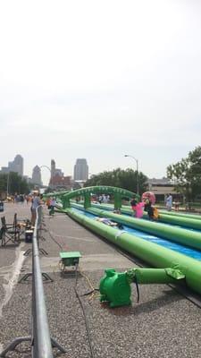 View of downtown with slide.
