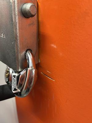 Staff doesn't notice when someone is using a SAW to cut a lock!