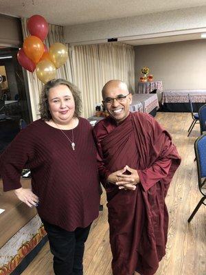 I teach Vipassana meditation and am a practicing Buddhist. Pictured is Buddhist monk Bhante Sujatha from Blue Lotus Temple.