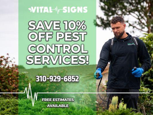 Enjoy a 10% discount on all pest control services