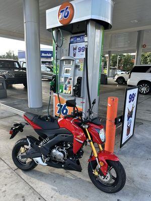 Kawasaki Z125 $6.60 to fill up
