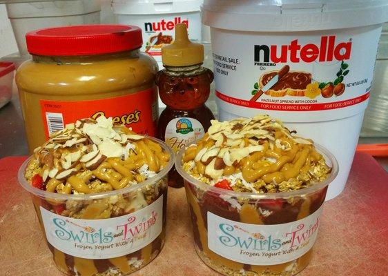 Peanut butter acai bowls for two please