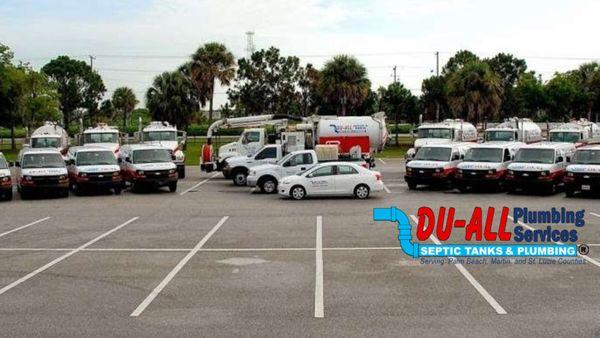 Du-All Plumbing fleet of trucks. Servicing palm beach, martin, and st lucie county