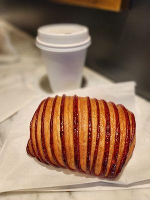 Latte and Raspberry Chocolate croissant