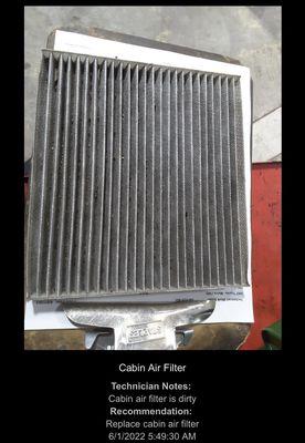 C.A.R sent this photo as a supposedly "dirty" cabin air filter