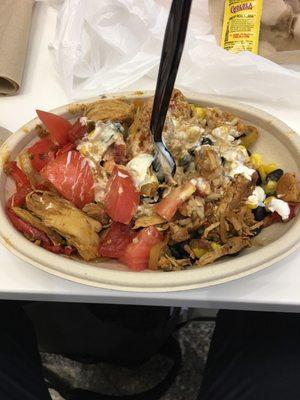 Spicy chicken bowl. ~$9 with tax