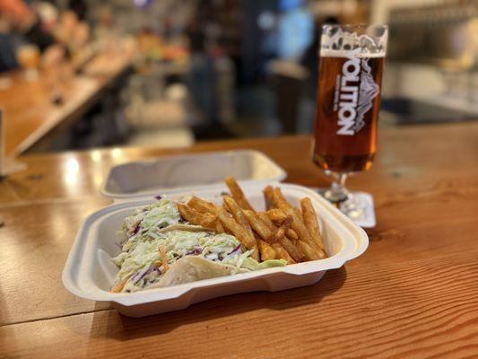 Fish Tacos from Five Hooks Food Truck with Beer from Volition
