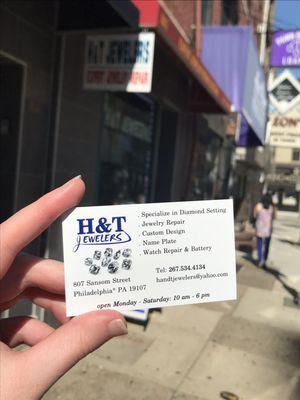 H&T Jewelers business card