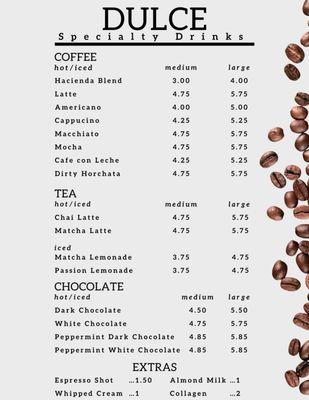 Specialty Drinks Menu