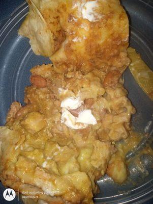 CHILI VERDE BURRITO AND the beans STILL NEEDED ANOTHER HOUR TO COOK TO TAKE THE STIFFNESS OUT OF THE BEANS