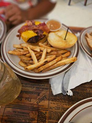 Juicy well seasoned bacon burger