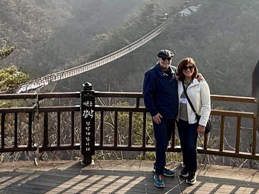 At the Gamaksan Suspension Bridge, South Korea