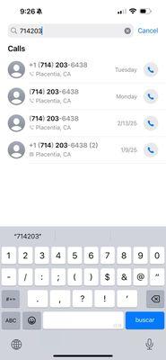 Phone calls made from my cell, with only one call returned in January