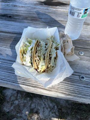 2 barbacoa, 1 chicken taco