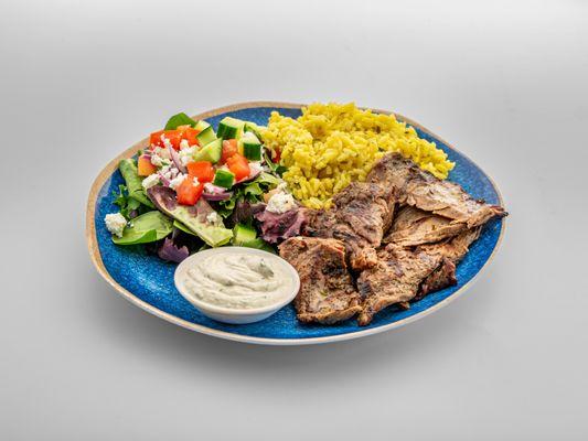 Steak rice bowl, Lemon rice is flavorful and salad is most importantly diced at the moment. Steak is cooked to perfection.