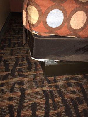 Box spring broken and not even on frame properly