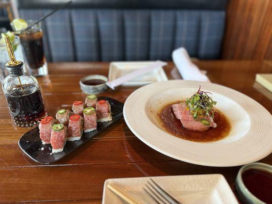 Hamachi Ponzu and A5 Miyazaki Roll