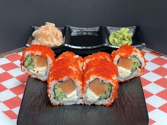Big California salmon sushi roll