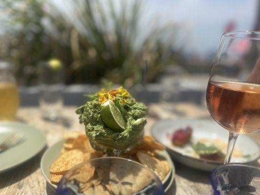 Crab guac and rose with a view ...