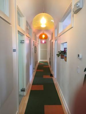 The bright and airy hallway of our island office!