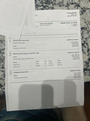 My bill. That didn't even cover the cost of the fix.