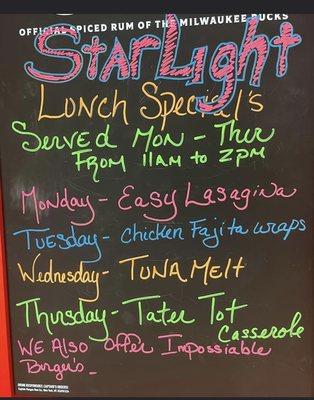 Weekly lunch specials