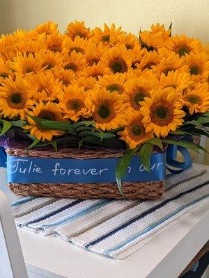 This is a group of sunflowers that Lana, the owner of red tie created for a remembrance day/ funeral