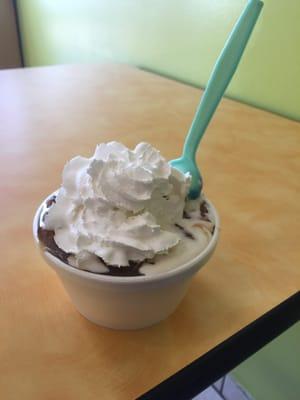 Turtle sundae with sugar free fro yo