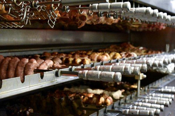 Our meats on rotisserie
