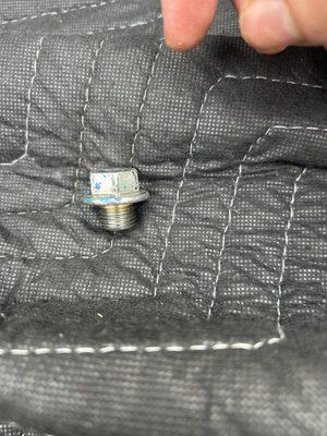 Drain plug covered in blue silicon.