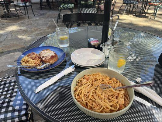 Chicken Parmesan and chicken alla vodka