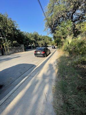 Street parking a plenty (on both sides, just in front of the country club)