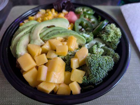 Build your own poke bowl. They forgot the sauces.