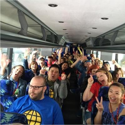 A bunch of super heroes on the way to their next mission!