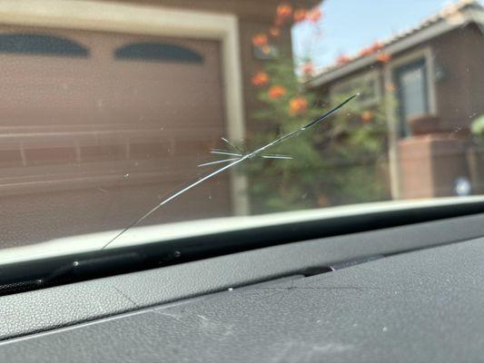Cracked windshield
