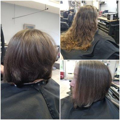 Big transformation! long to a line Haircut .